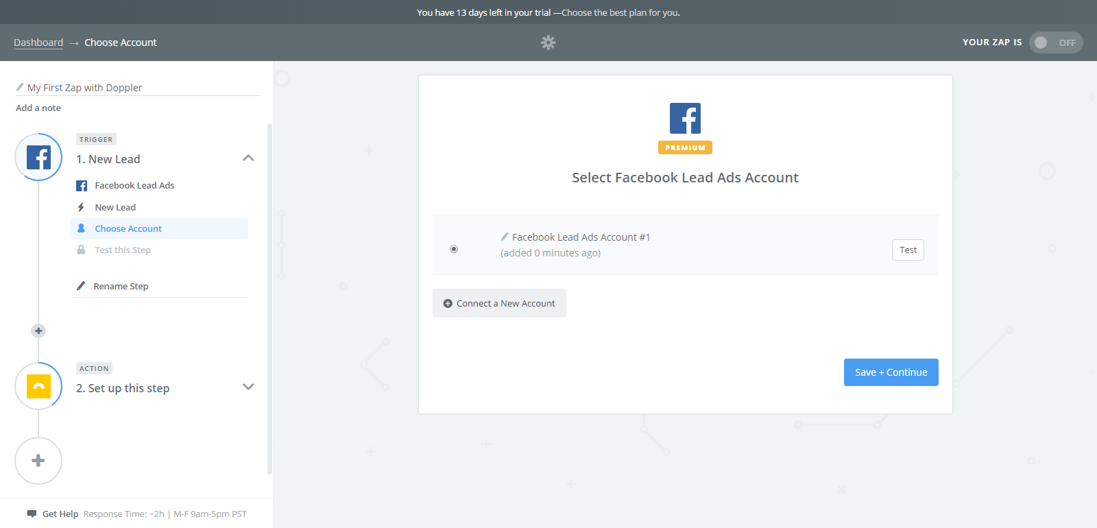 Doppler- Facebook Lead Ads Integration- Select your Facebook account