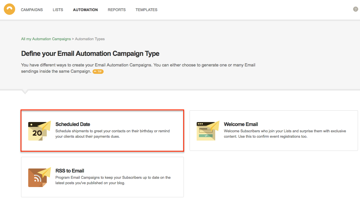 Create Scheduled Date Automation Campaign