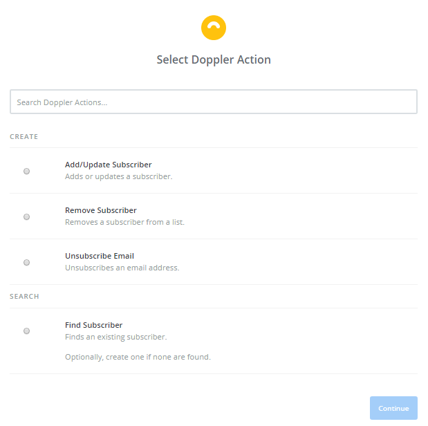 Define which action will the integration perform.