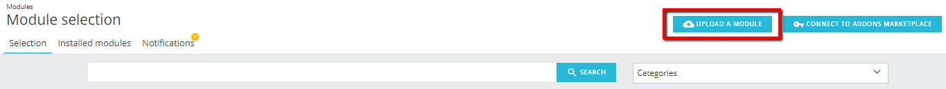 Select the "Upload a Module" option. 