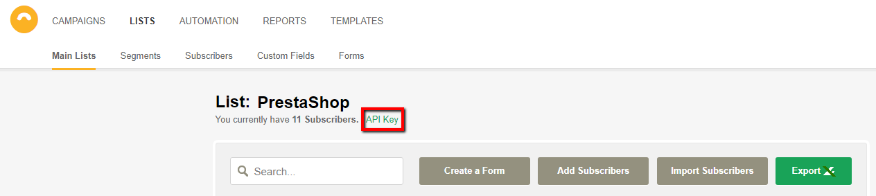 Click the "API Key" link. 